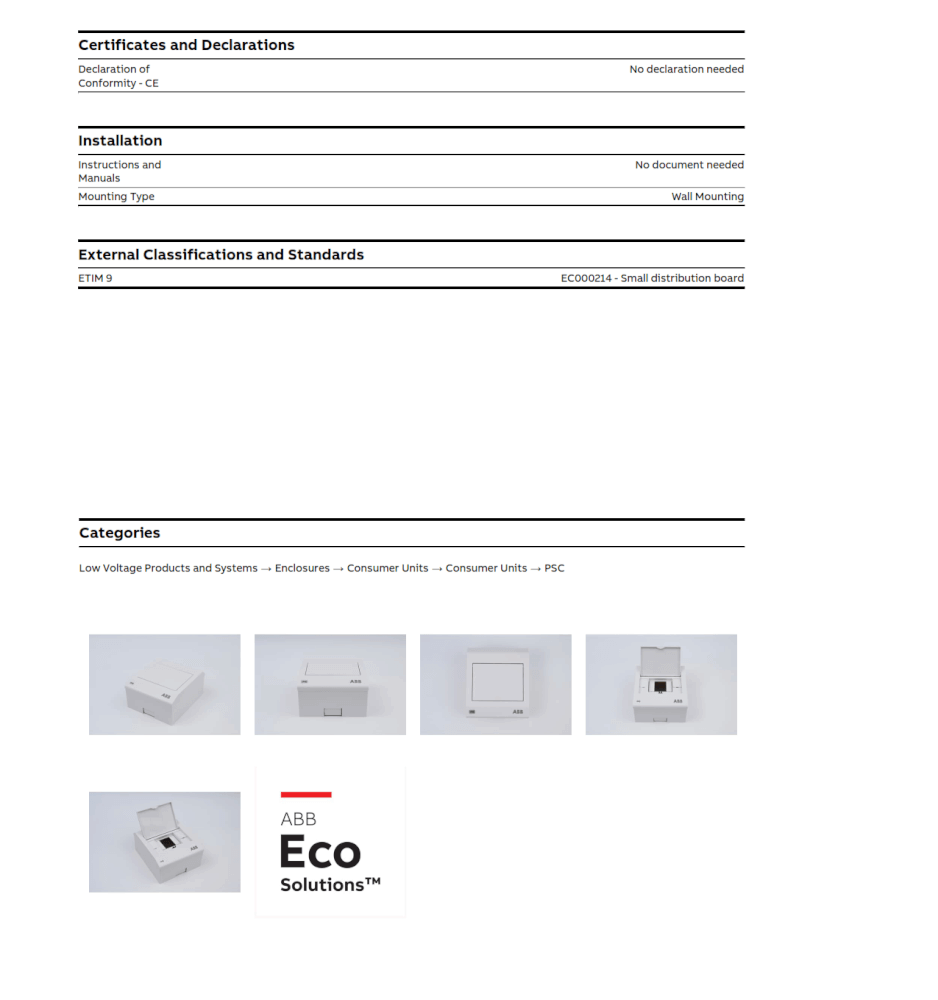 กล่องใส่เบรกเกอร์ 4 ช่อง ABB PSC104 Consumer Unit IEC IP40 Plastic Box & Cover_8